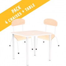 Pack table carrée et 4 chaises - T0