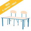 Pack table rectangulaire et 6 chaises - T0