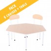 Pack table hexagonale et 6 chaises - T0 