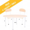 Pack table ronde et 4 chaises - T1 à T3