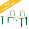 Pack table rectangulaire et 6 chaises - T1 à T3
