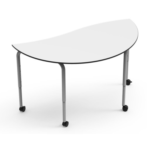 Table modulaire demi cercle ondulée réglable hauteur roulettes