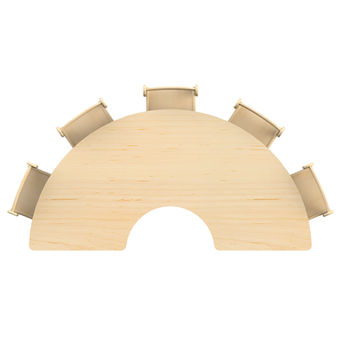 Table plateau melaminé maternelle demi-cercle
