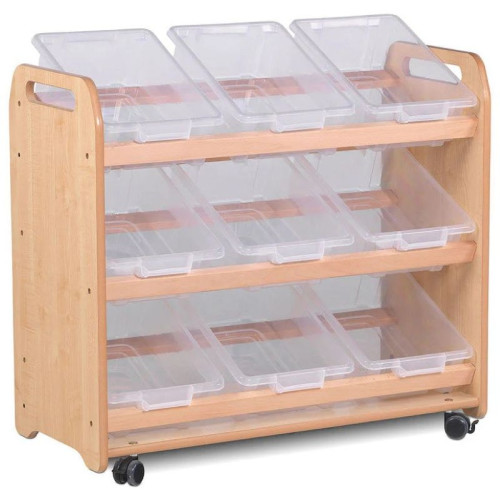 Etagère mobile avec 9 bacs inclinés