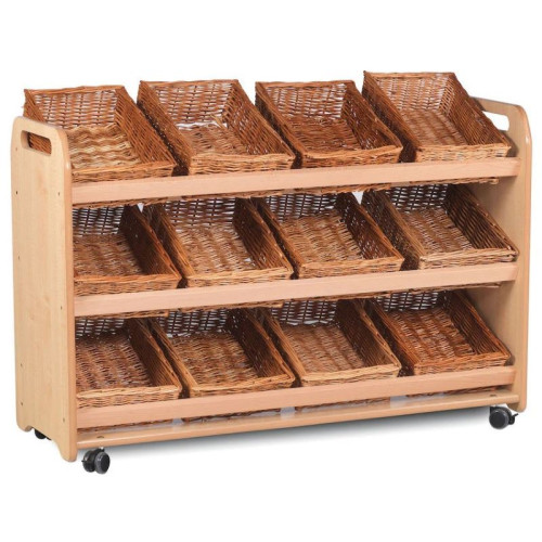 Etagère mobile avec 12 bacs inclinés