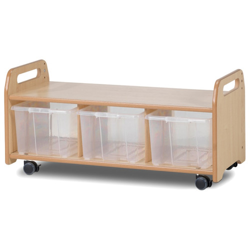 Meuble bas sur roulettes avec bacs rangement