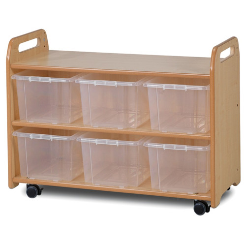 Meuble mobile avec miroir sécurisé et bacs à jouets