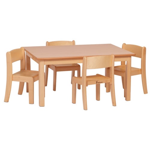 Table rectangle et chaises bois pour crèche