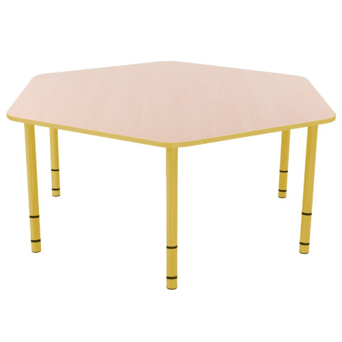 Table enfant hexagonale réglable - de 40 à 58 cm