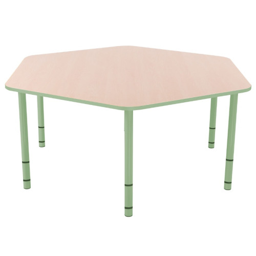 Table enfant hexagonale réglable - de 40 à 58 cm