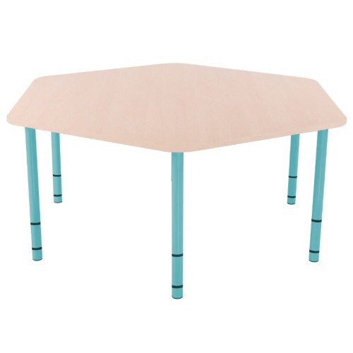 Table enfant hexagonale réglable - de 40 à 58 cm
