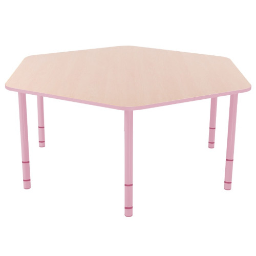 Table enfant hexagonale réglable - de 40 à 58 cm