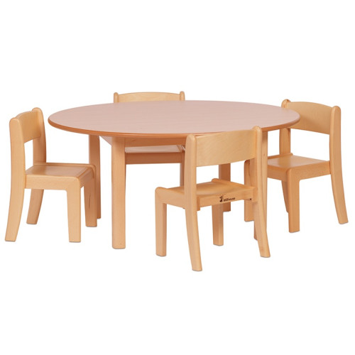 Table ronde et chaises bois pour crèche