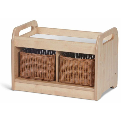 Petit meuble avec bacs et plateau miroir