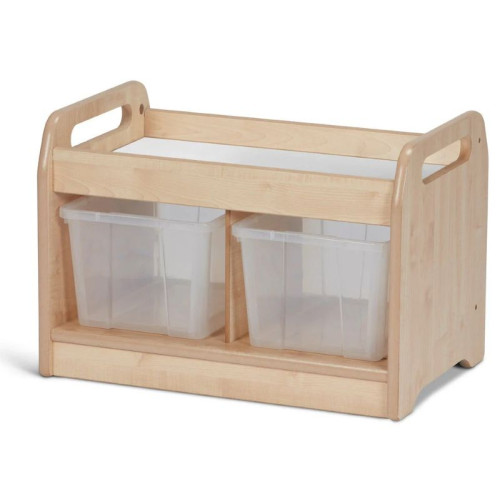 Petit meuble avec bacs et plateau miroir
