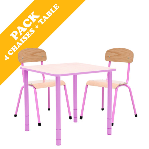 Pack table carrée et 4 chaises - T0