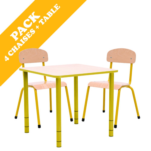 Pack table carrée et 4 chaises - T0