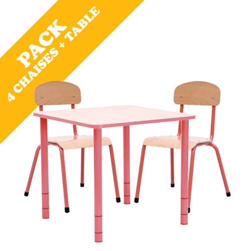 Pack table carrée et 4 chaises - T0
