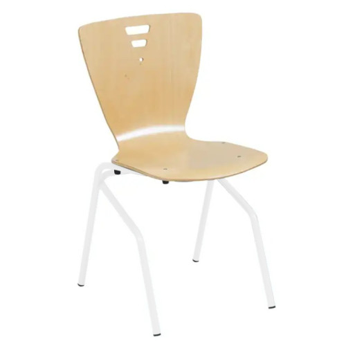 Chaise réfectoire appui sur table coque bois pieds acier
