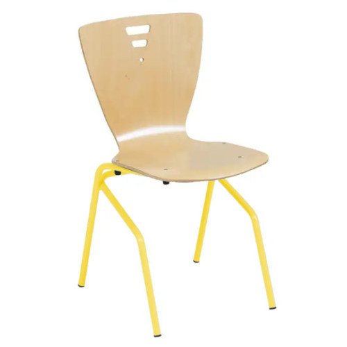 Chaise suspendue réfectoire assise bois pieds jaune