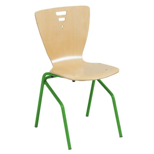 Chaise cantine appui sur table coque bois pieds acier