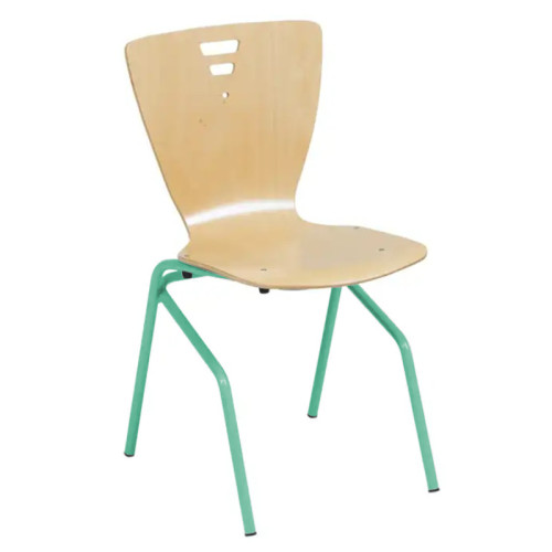 Chaise repas collectif suspendable pieds aciers assise bois