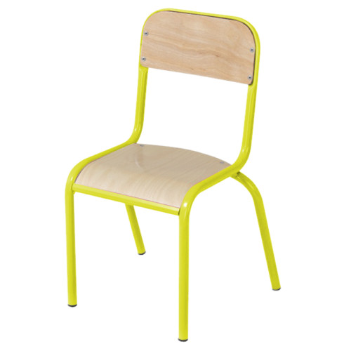Chaise collectivité T6 structure acier jaune vert