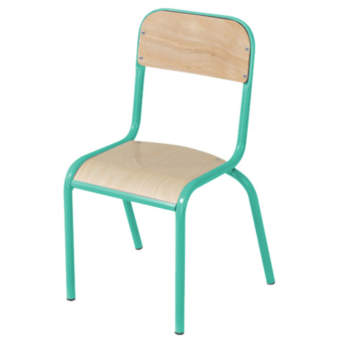 Chaise collectivité assise bois T6 structure acier vert