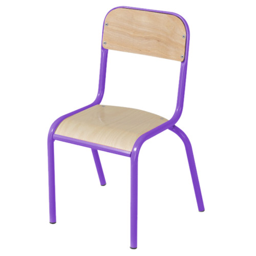 Chaise collège assise bois structure violette