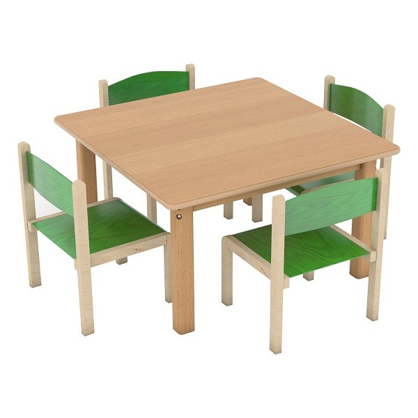 Table carrée et 4 chaises - T1