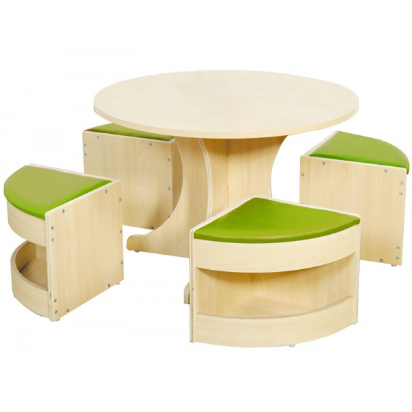 Table d'Enfant Ronde avec 4 Chaises - Bois de Peuplier et Bois de Bouleau -  Style Scandinave pour Enfants 4 Ans + Coloré