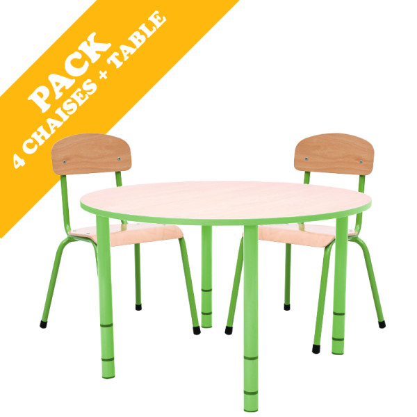 Pack table ronde et 4 chaises - T1 à T3