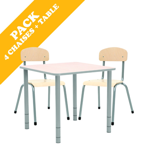 Pack table carrée et 4 chaises - T1 à T3