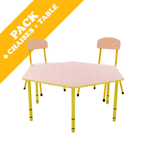 Pack table hexagonale et 6 chaises - T0