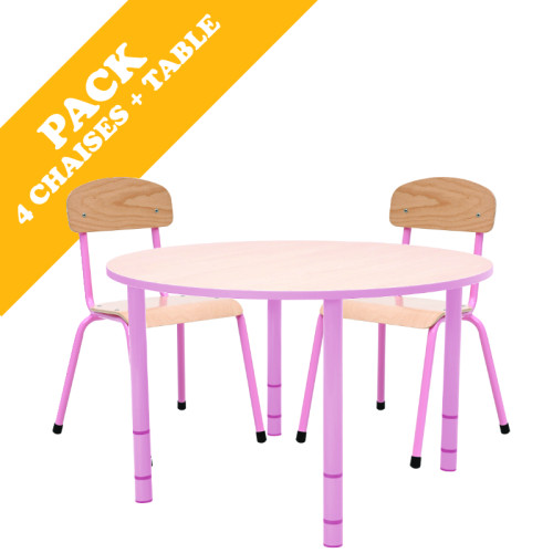 Pack table ronde et 4 chaises - T0