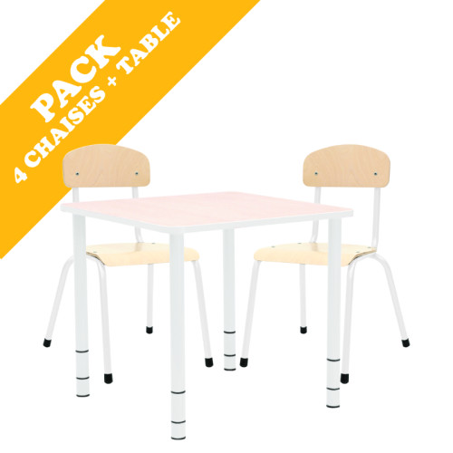 Pack table carrée et 4 chaises - T0