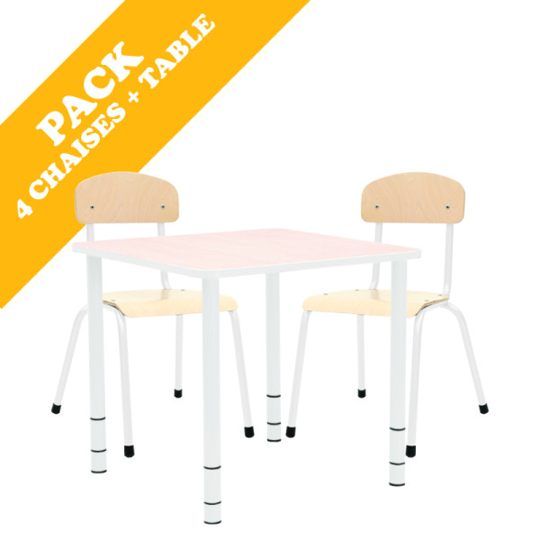 Pack table carrée et 4 chaises - T0