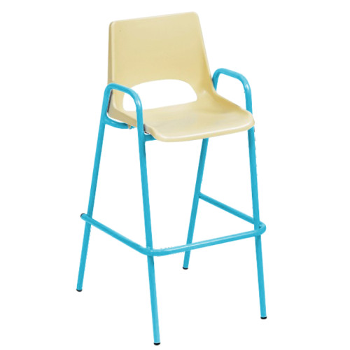 Chaise haute cantine bleue