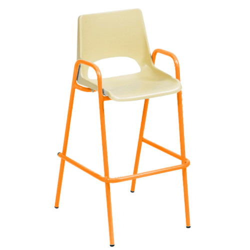 Chaise de cantine haute orange