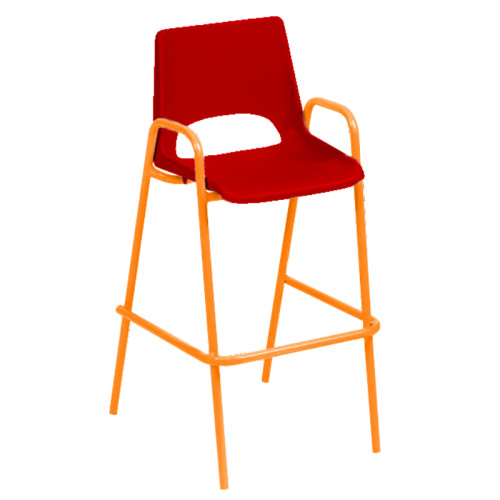 Chaise avec coque rouge en PVC pour cantine