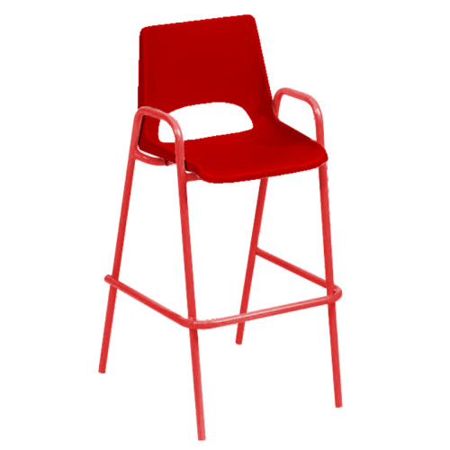 Chaise haute rouge pour cantine école maternelle