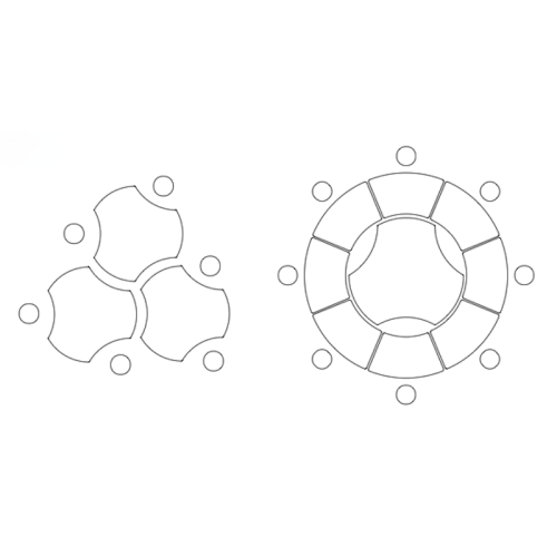 configuration avec Table classe flexible ronde et découpée