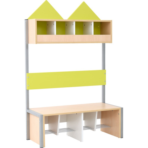 Vestiaire mural pour enfants en collectivité vert