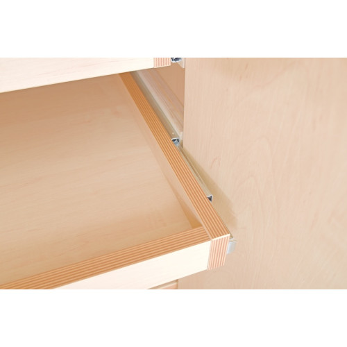 zoom sur armoire école avec étagère coulissantes