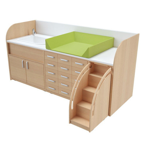 Meuble de change pour crèche avec baignoire