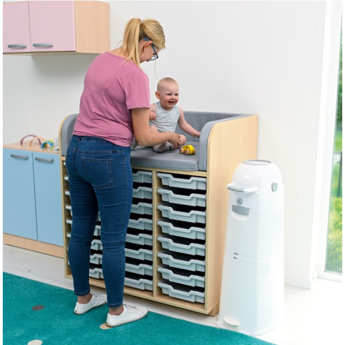 Meuble pour espace change crèche avec bacs