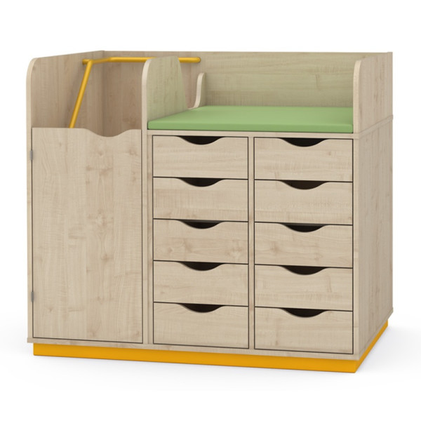 Meuble de change avec escalier intégré et porte