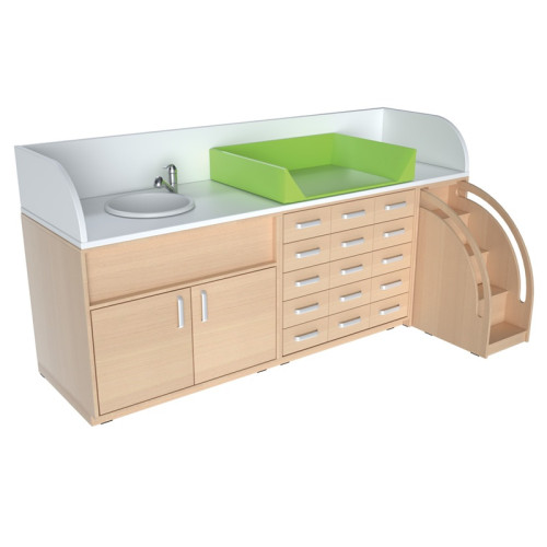Table de change crèche avec escalier et vasque