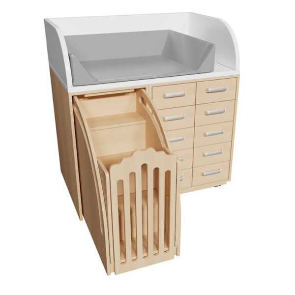 Table à langer avec tiroir et escalier escamotable