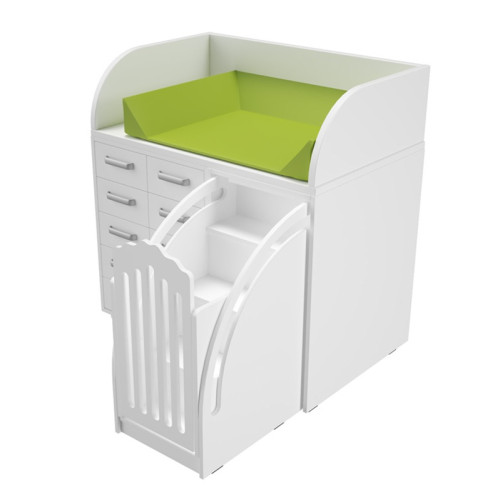 Table de change avec tiroirs et escalier rétractable